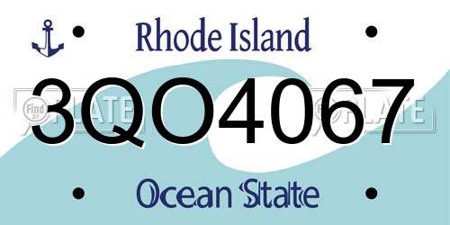 3QO4067 Rhode Island License Plate