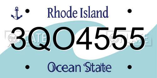3QO4555 Rhode Island License Plate