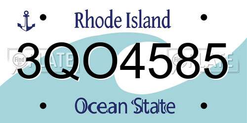 3QO4585 Rhode Island License Plate