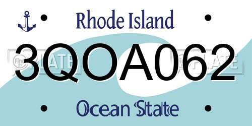 3QOA062 Rhode Island License Plate