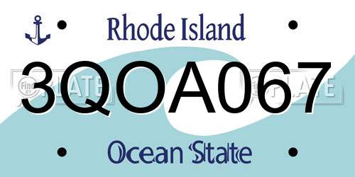 3QOA067 Rhode Island License Plate