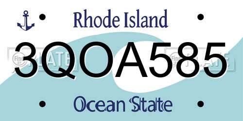 3QOA585 Rhode Island License Plate