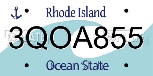 3QOA855 Rhode Island License Plate
