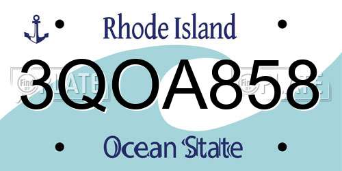 3QOA858 Rhode Island License Plate