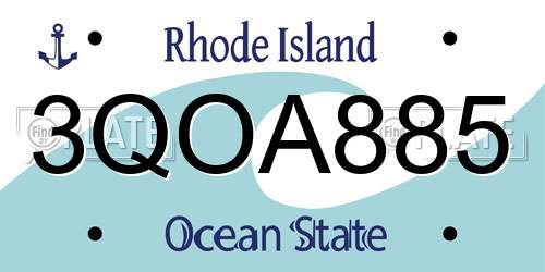 3QOA885 Rhode Island License Plate