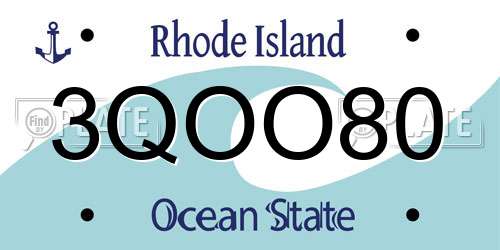 3QOO80 Rhode Island License Plate
