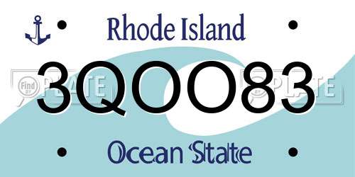 3QOO83 Rhode Island License Plate
