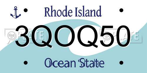 3QOQ50 Rhode Island License Plate