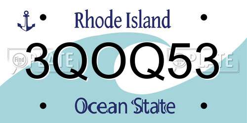 3QOQ53 Rhode Island License Plate