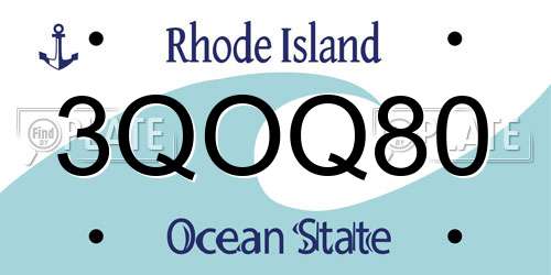 3QOQ80 Rhode Island License Plate