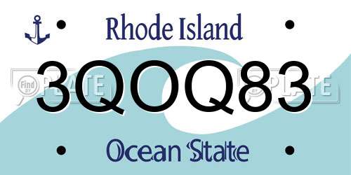 3QOQ83 Rhode Island License Plate