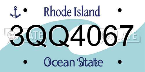 3QQ4067 Rhode Island License Plate