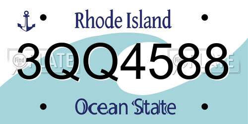 3QQ4588 Rhode Island License Plate
