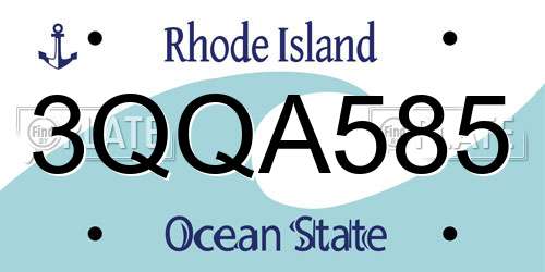 3QQA585 Rhode Island License Plate