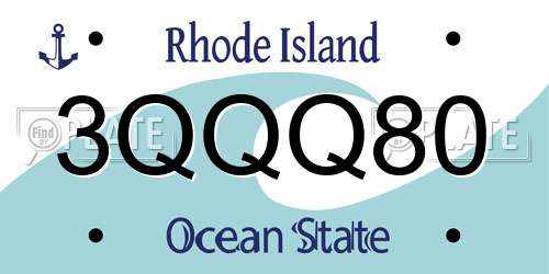 3QQQ80 Rhode Island License Plate