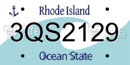 3QS2129 Rhode Island License Plate