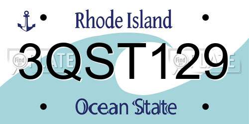 3QST129 Rhode Island License Plate