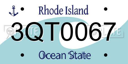 3QT0067 Rhode Island License Plate