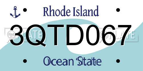 3QTD067 Rhode Island License Plate