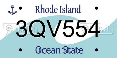 3QV554 Rhode Island License Plate