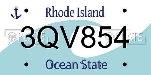 3QV854 Rhode Island License Plate