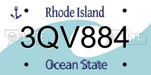3QV884 Rhode Island License Plate