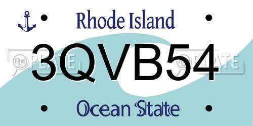 3QVB54 Rhode Island License Plate