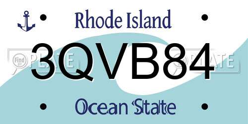 3QVB84 Rhode Island License Plate
