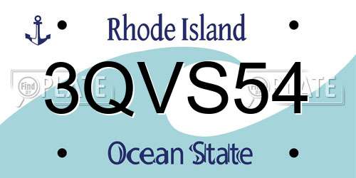3QVS54 Rhode Island License Plate