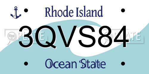 3QVS84 Rhode Island License Plate