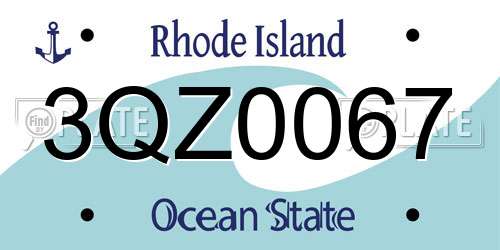 3QZ0067 Rhode Island License Plate