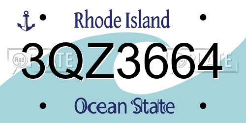 3QZ3664 Rhode Island License Plate