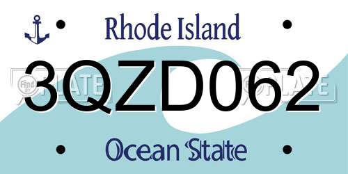 3QZD062 Rhode Island License Plate