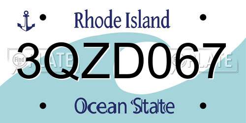 3QZD067 Rhode Island License Plate