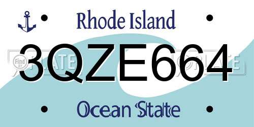 3QZE664 Rhode Island License Plate