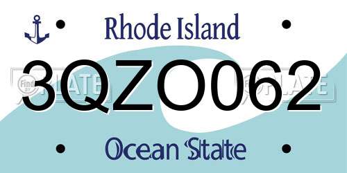 3QZO062 Rhode Island License Plate