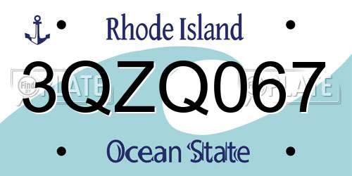 3QZQ067 Rhode Island License Plate