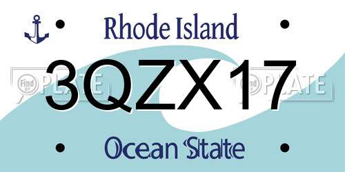 3QZX17 Rhode Island License Plate