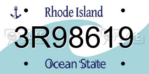 3R98619 Rhode Island License Plate