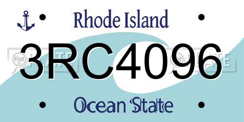 3RC4096 Rhode Island License Plate