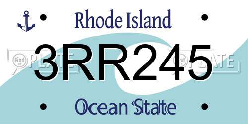 3RR245 Rhode Island License Plate
