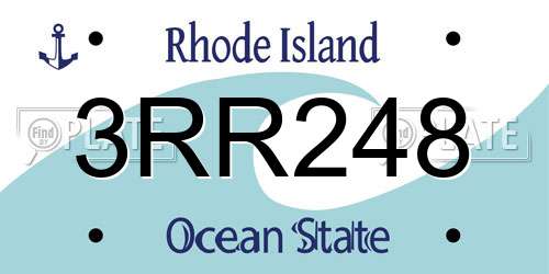 3RR248 Rhode Island License Plate
