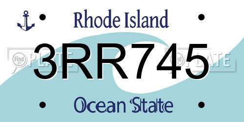 3RR745 Rhode Island License Plate