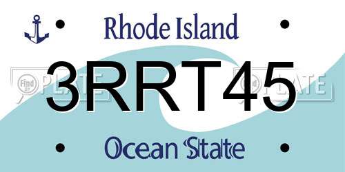 3RRT45 Rhode Island License Plate