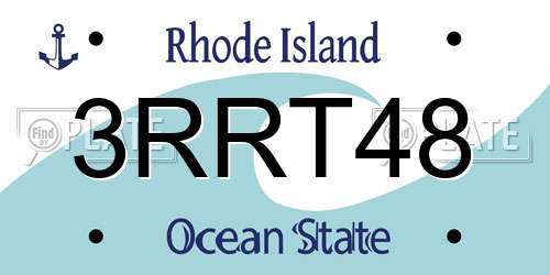 3RRT48 Rhode Island License Plate