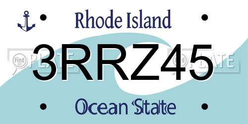 3RRZ45 Rhode Island License Plate