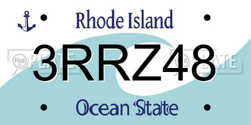 3RRZ48 Rhode Island License Plate