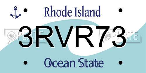 3RVR73 Rhode Island License Plate