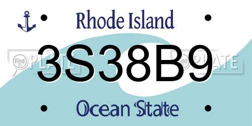 3S38B9 Rhode Island License Plate