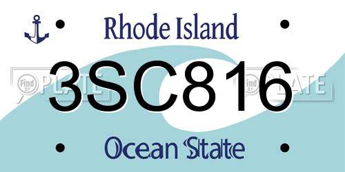 3SC816 Rhode Island License Plate